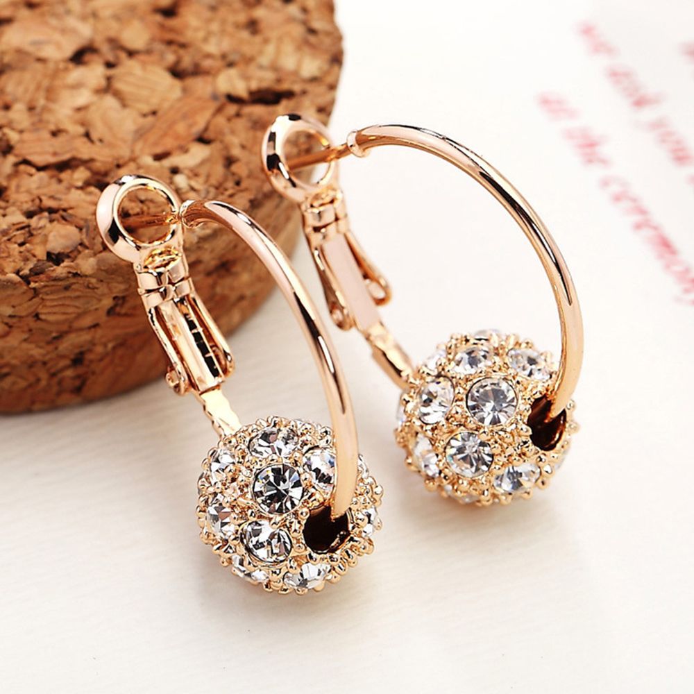Gold Crystal Hoop Earrings - Palmetto Reina