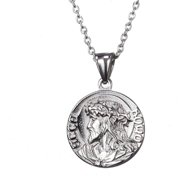 Jesus and Virgin Mary Coin Necklace Palmetto Reina